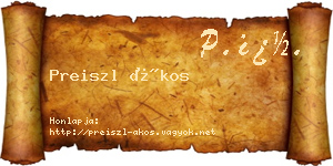Preiszl Ákos névjegykártya